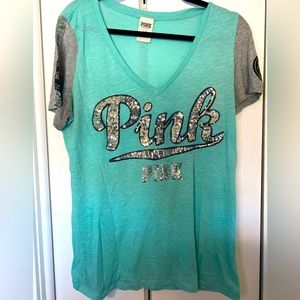 Victoria’s Secret PINK SS V-Neck T-Shirt Teal